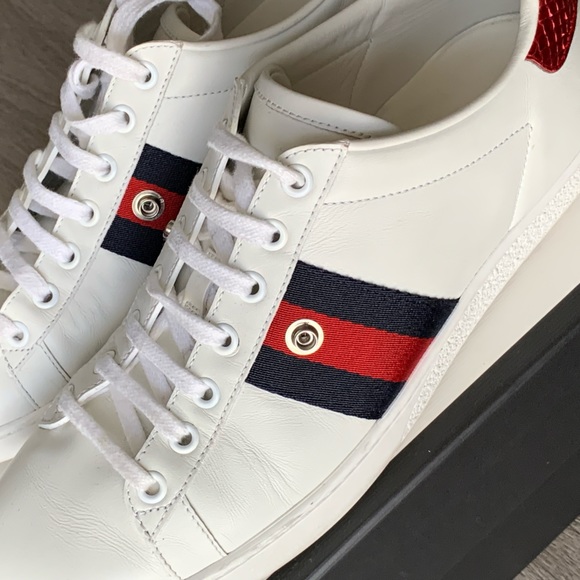 Gucci Ace Blind For Love With Removable Patches Leather Sneaker Size US 8,5 - Picture 4 of 14